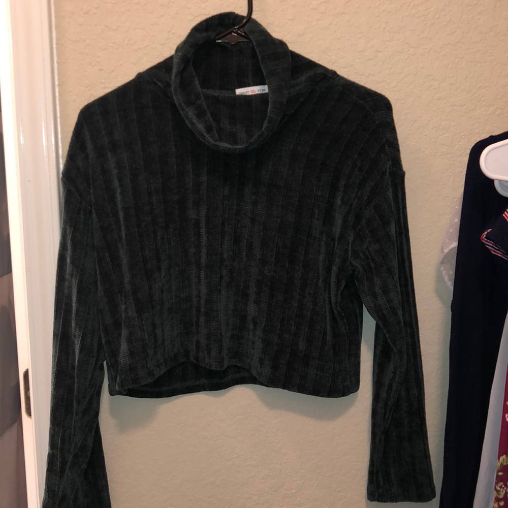Dark Green Cropped Turtleneck